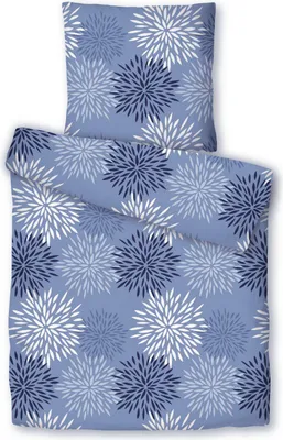 Produktbild von JACK Teddy Flausch Plüsch Bettwäsche 2-tlg. 135x200cm Blumenfeuerwerk Blau Grau Blau