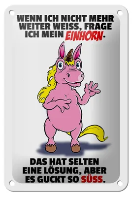 Produktbild von Blechschild Spruch 12x18cm Frage ich mein Einhorn