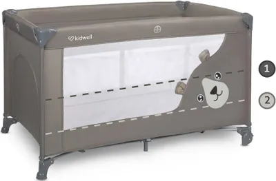 Immagine prodotto di Lettino da viaggio COIL, lettino per bambini, lettino da viaggio, BLISSY, con ingresso laterale, protezione LockGuard, materasso pieghevole, a due piani, beige