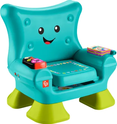 A toy chair for children with various interactive features.