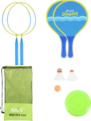 Image de Ensemble badminton et plage : 2 raquettes, volants, frisbee