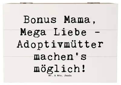 Produktbild von Mr. & Mrs. Panda Geschenkbox Spruch Adoptivmutter Liebe 22 x 15 cm - Weiß - Geschenk, Schatulle, Mutterschaft, Adoption, Adoptivkinder, Zusammenhalt, Lächeln, Geburtstage