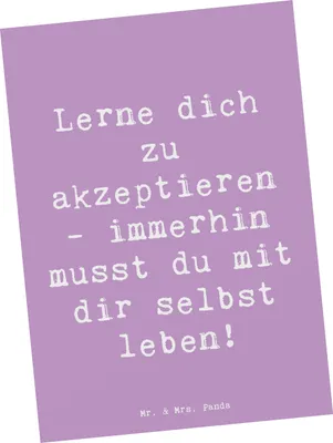 Produktbild von Mr. & Mrs. Panda Grußkarte Spruch Selbstakzeptanz Lernen - Lavendeltraum - Geschenk, Selbstliebe, Ansichtskarte, einzelkarte, Zitat, Einzigartigkeit, Ansichtskarten
