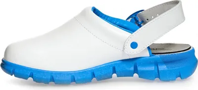 Produktbild von Abeba (7312) Clog Berufsschuhe Dynamic OB mit Aufdruck weiß/blau 47