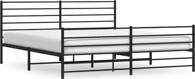 Produktbild von vidaXL Bettgestell mit Kopf- und Fußteil Metall Schwarz 183x213 cm