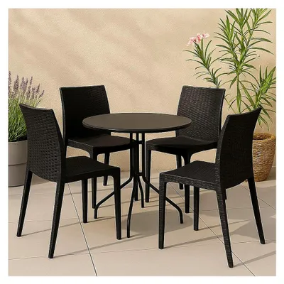 Produktbild von Set mit 4 Gartenstühlen Palizzolo, platzsparende Outdoor-Stühle, stapelbar, ideal für Garten und Terrasse, 42x48 h81 cm, Anthrazit
