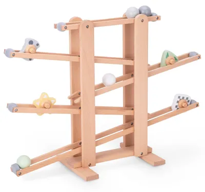 Zdjęcie produktu dla Mamabrum MAM114 Marble Run, drewniany kulodrom z wirującymi elementami, tor kulkowy 70x50 cm, dla dzieci 18m+