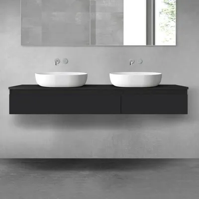 Productafbeelding van OLTENS Vernal badkamermeubelset, 3-delig, bestaande uit 2 onderkasten met lades en een consoleblad van 160 x 25,2 cm