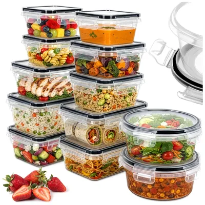 Imagen del producto de Zortiva 28151: Juego de 12 recipientes de plástico para alimentos