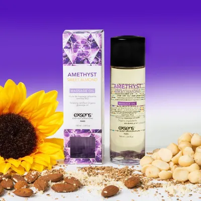 Produktbild von Organisches Massageöl mit Steinen AMETHYST SÜSSE MANDEL 100ml