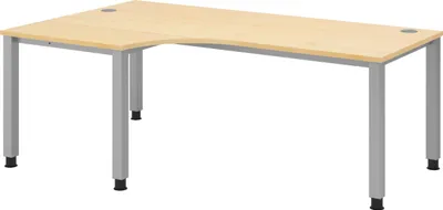 Produktbild von bümö Schreibtisch Serie-Q - Nachbildung Ahorn, Gestell: Silber, Größe: Eckschreibtisch 200 x 120 cm