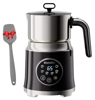 Image de Mousseur et chauffe-lait électrique - BMF202 6-en-1 - Mousse chaude et froide automatique - 600 W - 0,5–1 L - Récipient amovible - Prise UE - Noir