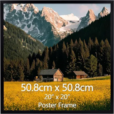 Zdjęcie produktu dla Rama do obrazów o wymiarach 50x50 cm z ramką passepartout na obraz o wymiarach 20x25 cm, kolor czarny, do montażu na ścianie