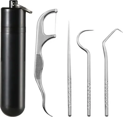 Produktbild von INF Tragbares Zahnstocherset aus Edelstahl (5-teilig)