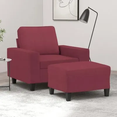 Produktbild von Weinroter Sessel mit Hocker, 60 cm, Stoff, 21.7kg