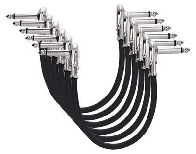 Productafbeelding van Amazon Basics hulppatchkabel voor gitaren, 6,35 mm, 15 cm, zwart, 6 stuks