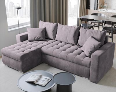 BroMARKT Ecksofa LUIS Schlaffunktion Bettkasten L-Form 238x148x88cm Rosa