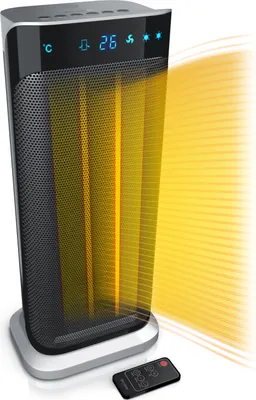 Produktbild von Brandson 2000W Keramik Heizlüfter, energiesparend, leise, Oszillationsfunktion 35°, Überhitzungsschutz, Automatische Abschaltung, Umkippschutz, 2x Heizstufen, Schwarz/Silber