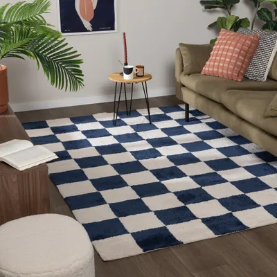 Image de Volero - Tapis à damier - Blox Bleu - 200x290 cm