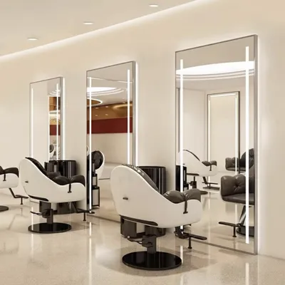 Productafbeelding van Kapsalon-, Barbier- en Schoonheidssalonconsole met LED spiegel 200x80 zilver