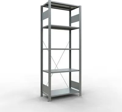 Produktbild von Schulte Fachbodenregal MULTIplus150 Stecksystem | Grundregal | HxBxT 200x75x40cm | 5 Ebenen | Fachlast 150kg | Verzinkt