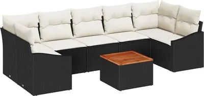 Immagine prodotto di vidaXL Set di divani da giardino con cuscini 8 pezzi in polirattan nero