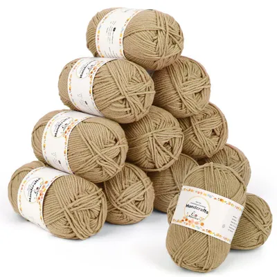 Zdjęcie produktu dla Zestaw włóczki do robótek na drutach, 600g (12 motków po 50g), 5-nitkowa mieszanka akrylu i bawełny, kolorowa