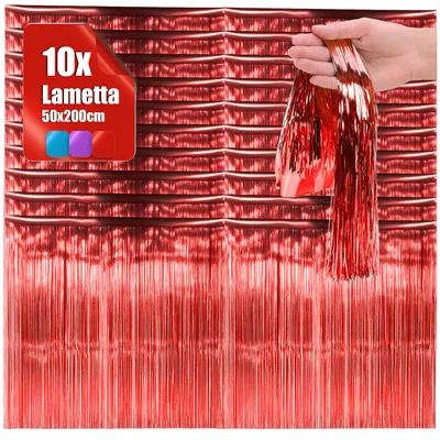 Produktbild von com-four® 10x Lametta - Lametta Girlande für Weihnachten - rot