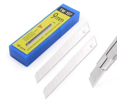 Image de Lames de coupe de 9 mm, angle de 60°, 50 pièces, en acier à outils au carbone, pour couteaux de découpe