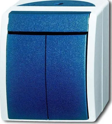 Produktbild von Busch-Jaeger 2601/5 W-53 Feuchtraum Serienschalter IP44 Aufputz hellgrau/blaugrün Ocean