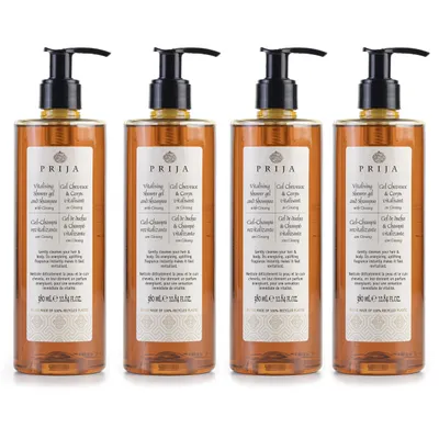 Produktbild von PRIJA flüssiges Shampoo/Duschgel Ginseng 4x380ml