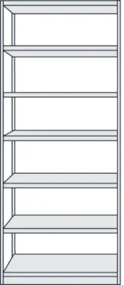 Produktbild von Büroregal Progress 500 Grundregal BxTxH 75x30x225cm 7 Böden lichtgrau