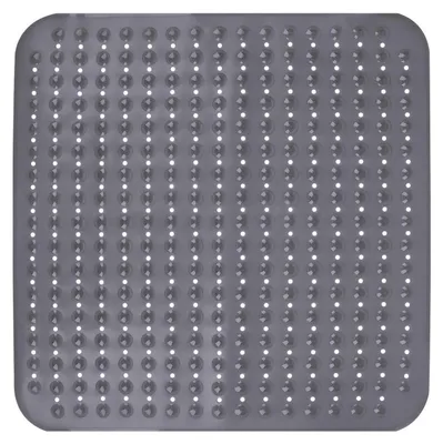 Zdjęcie produktu dla Mata pod prysznic 80x80 cm, antypoślizgowa, z 285 przyssawkami, szara, wykonana z PVC, wolna od BPA, odporna na pleśń, można prać w pralce