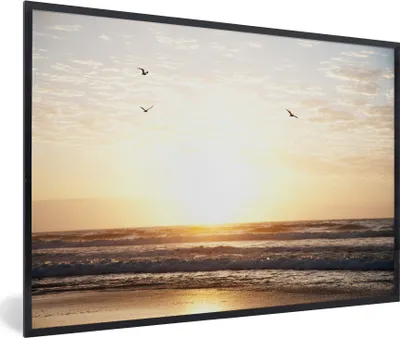 Produktbild von MuchoWow® MuchoWow® Gerahmtes Poster Sonne - Vogel - Meer 90x60 cm - Poster mit zchwarzem Bilderrahmen - Fotorahmen - Foto-Plakat
