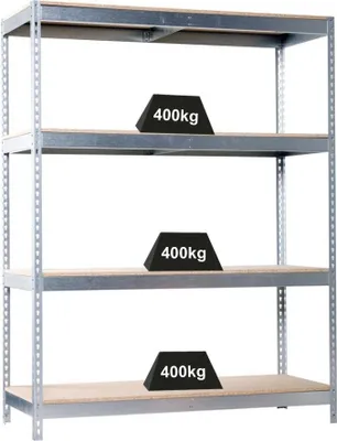 Produktbild von Simonrack Kit ecoforte 1206-4, 4 Regale, Holz, Metall, Naturholz, Edelstahl, 400 kg, 1200 mm