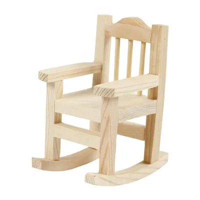 Zdjęcie produktu dla Drewniany fotel bujany, akcesoria do miniaturowych światów i domków dla lalek
