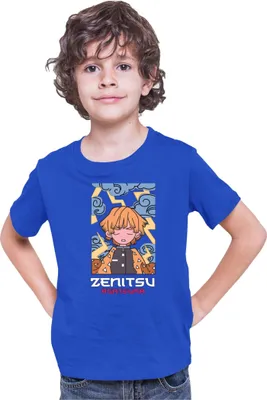 Zdjęcie produktu dla Koszulka Dziecięca Japan Anime Manga Demon Anime Slayer Zenitsu Agatsuma 03, 9-11 Jahr - 140 / Niebieski