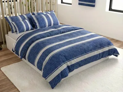 Zdjęcie produktu dla Pościel krepowa z bawełny Renforcé BLUE LINE niebieska Wymiary pościeli: 70 x 90 cm | 140 x 200 cm
