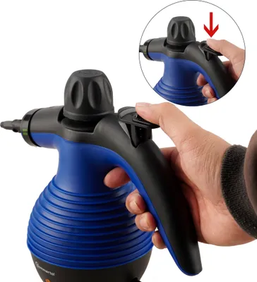 Produktbild von Sommertal Dampfreiniger Handgerät SC350 – Kompakter Hand-Dampfreiniger für alles – Polstermöbel, Fliesen, Böden, uvm – Steam Cleaner mit 350 ml Tank, 110°C Dampf, 3 Bar Druck