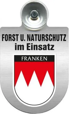 Produktbild von Einsatzschild mit Saugnapf - Forst u. Naturschutz im Einsatz 393813 incl. Regionenwappen nach Wahl Color - Region Franken