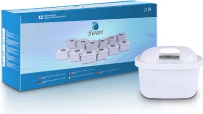 Produktbild von Swan 12 Stücke Wasserfilter Kartuschen Baugleich zu Maxtra + Plus kompatibel mit Brita Maxtra Plus Wasserfilterkanne mit Aktivkohle und Kalklöser