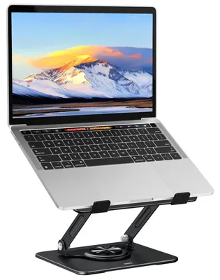 Produktbild von Laptopständer Notebookständer Laptophalter - Höhenverstellbar - 360° drehbar - 11 bis 14 Zoll - Schwarz - Für den Schreibtisch