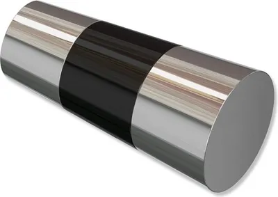 Produktbild von Interdeco Endstücke Konus (Bicolor) für Gardinenstangen 20 mm Ø, Chrom / Schwarz, Modell Tanara (Packung 2 Stück)