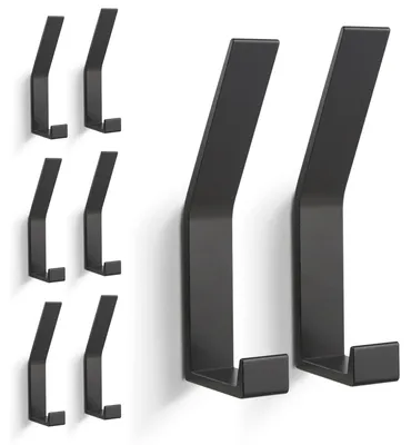 Produktbild von Kleiderhaken, 8 Stück; Handtuchhaken zum Bohren (Schrauben unsichtbar!); Wandgarderobe für Jacken, Mäntel, Kleidung, Schals, Handtaschen und mehr (schwarz)