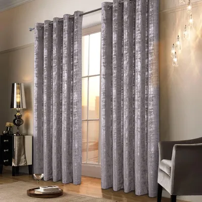 Samtvorhang mit Ösen, 140x245 cm, 2 Stück, Champagner, thermisch isolierend