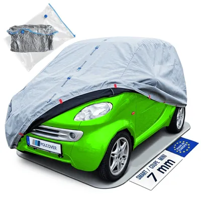 Produktbild von POLCOVER Autoabdeckung Wasserdicht Abdeckplane Auto Atmungsaktiv Sonne, Staub, Hagelschutz, UV-Schutz S (240-270 cm) 7 mm Micro - Autoplane Autohülle Winter & Sommer