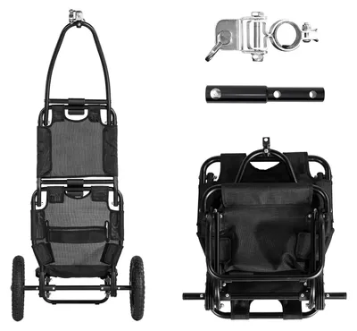 Image de Remorque pour vélo, alliage d'aluminium, design pliable, noire