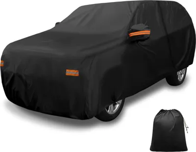Produktbild von Autoabdeckung für Hyundai Santa Fe, Aluminiumfolie, Ganzfahrzeugabdeckung wetterfest, wasserdicht, Schutz vor Sonne, Regen und Schnee schwarz