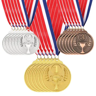 Image de Lot de 18 médailles avec rubans, en or, argent et bronze