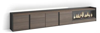 Produktbild von TV-Möbel Holzeffekt eiche schwarz 315x35x50cm Kamin mit Feuereffekt